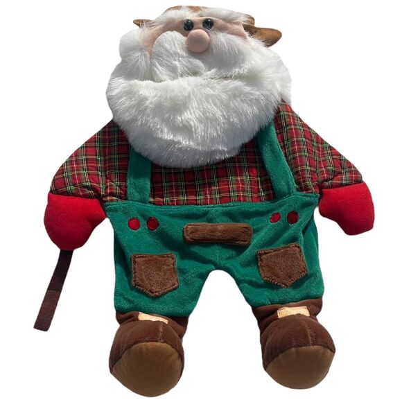 VTG  Christmas Santa Hillbilly Fabric Wall Hanging Country Folk Art Cottage 19" - Picture 11 of 14